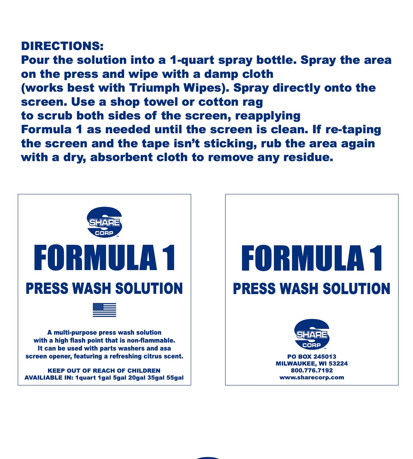 FORMULA 1 FORMULA 1 PRESS WASH SOLUTION